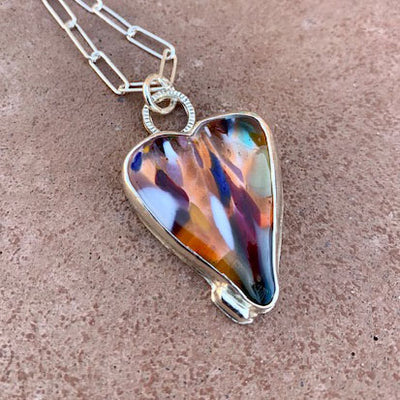 Kristin Miller Heart Multi Art Glass Pendant