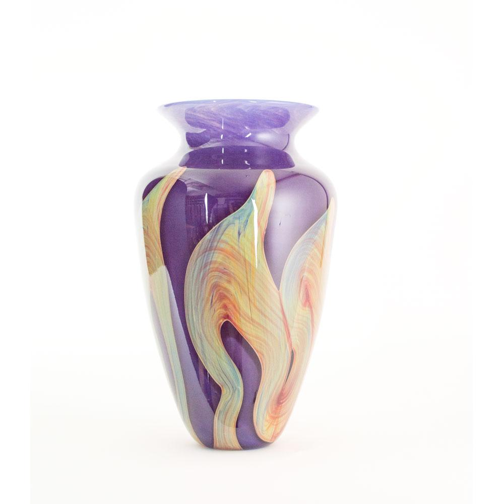 purple handmade art glass vase