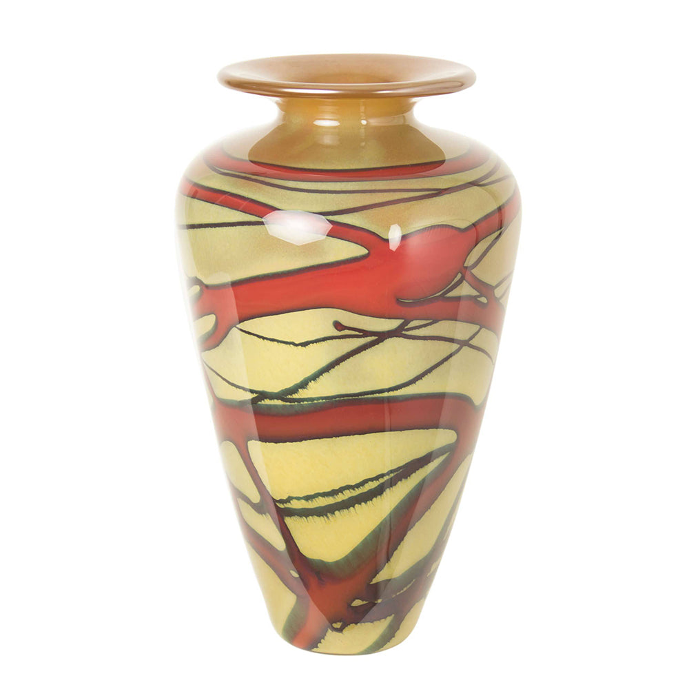 unique one of a kind art glass vase red gold